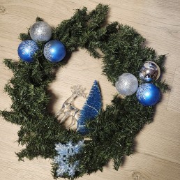 Wreath - Blue Tree and Glass Reindeer Wreath - Blue Tree and Glass Reindeer