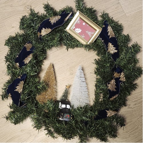 Wreath - Gold with Trees, Truck and Photo Frame Wreath - Gold with Trees, Truck and Photo Frame