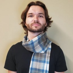 Lambswool Tartan Scarf - Stewart Muted Blue Lambswool Tartan Scarf - Stewart Muted Blue