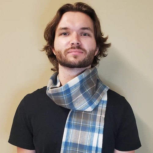 Lambswool Tartan Scarf - Stewart Muted Blue Lambswool Tartan Scarf - Stewart Muted Blue