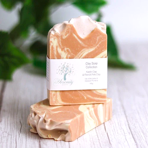 Clay Soap French Pink Clay with Kaolin Clay Swirl (150g) Clay Soap French Pink Clay with Kaolin Clay Swirl (150g)