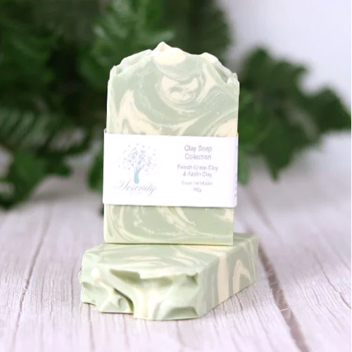 Clay Soap French Green with Kaolin Clay Swirl (150g) Clay Soap French Green with Kaolin Clay Swirl (150g)